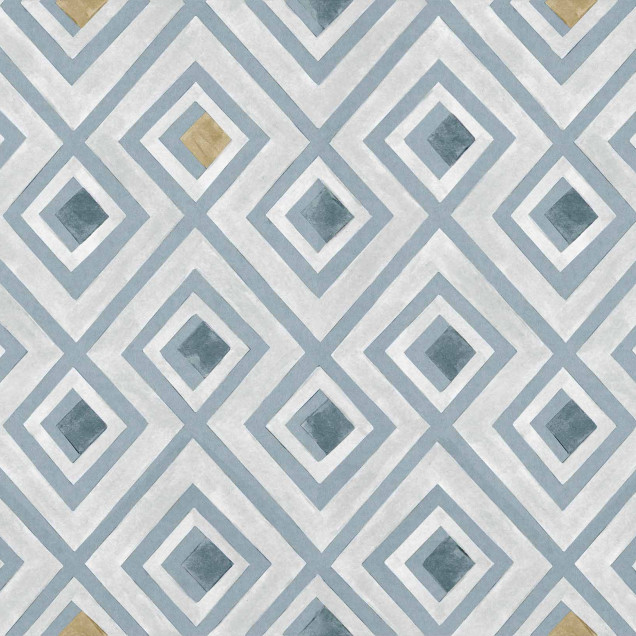 Tapet geometric modern cu modele albastre și aurii, Vidriera, Cielo