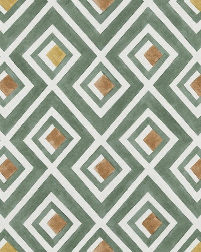Tapet lavabil Vidriera, Sage, Coordonne, cu un design geometric modern, verde deschis, perfect pentru a adăuga o notă de eleganță și stil oricărei camere.