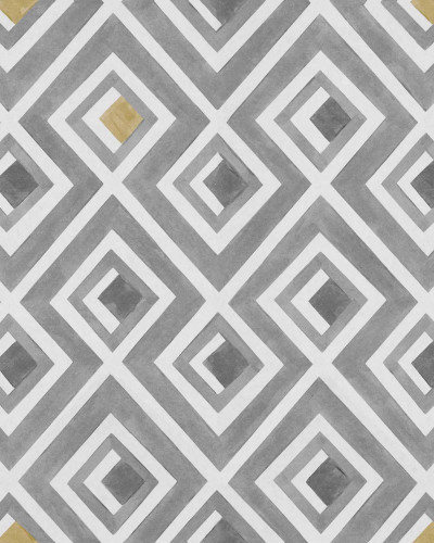 Tapet geometric Vidriera, Plata, Coordonne, cu model in nuante de gri si alb.