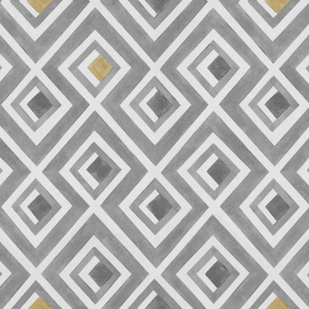 Tapet geometric Vidriera, Plata, Coordonne, cu model in nuante de gri si alb.