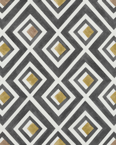 Tapet cu design geometric modern, Vidriera, Pizarra, cu nuanțe delicate de gri și auriu, ideal pentru baie.