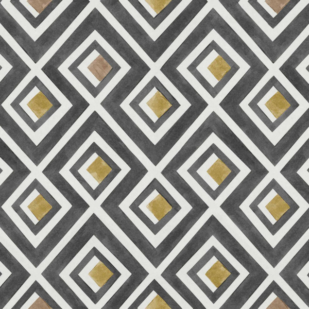 Tapet cu design geometric modern, Vidriera, Pizarra, cu nuanțe delicate de gri și auriu, ideal pentru baie.