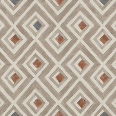 Tapet cu model geometric în nuanțe de gri și maro, perfect pentru o baie modernă