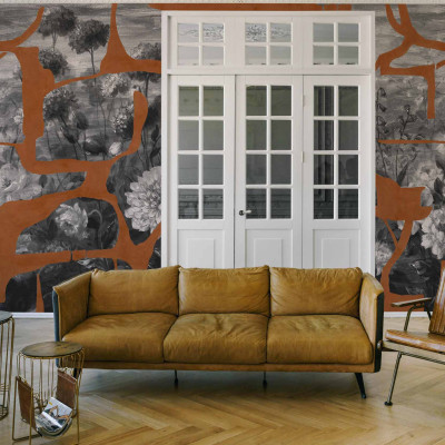 Tapet Prehistoric Flowers, Tobacco, TresTintas - design modern cu detalii florale