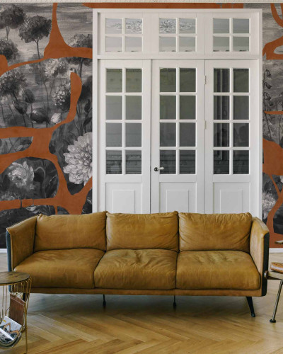 Tapet Prehistoric Flowers, Tobacco, TresTintas - design modern cu detalii florale