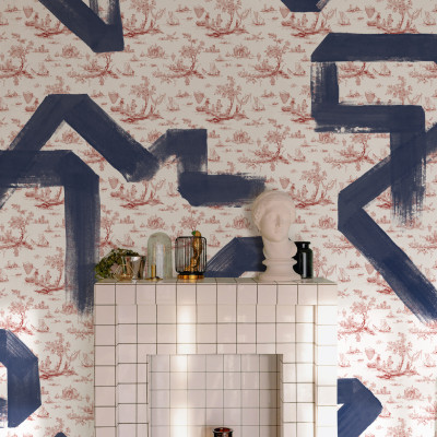 Tapet lavabil Toile Strokes, Garnet, TresTintas - design elegant, grafică modernă