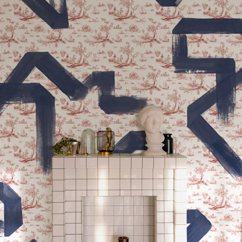Tapet lavabil Toile Strokes, Garnet, TresTintas - design elegant, grafică modernă