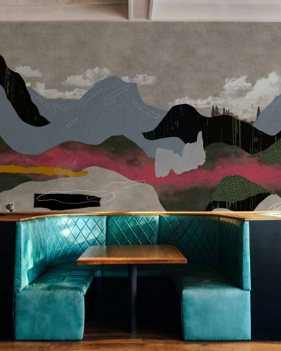 Tapet lavabil Landscape Collage, Grey
