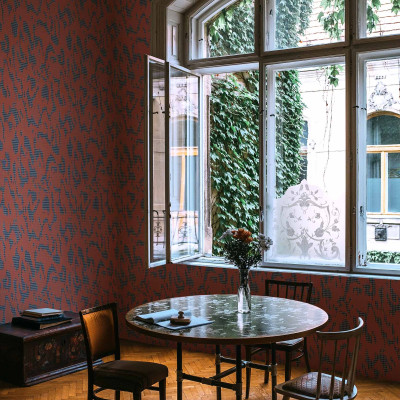 Tapet lavabil Moire Screen - Coral