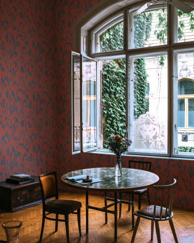 Tapet lavabil Moire Screen - Coral