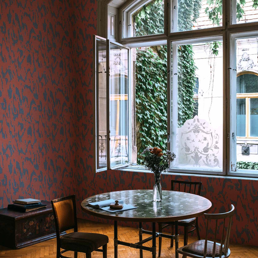 Tapet lavabil Moire Screen - Coral