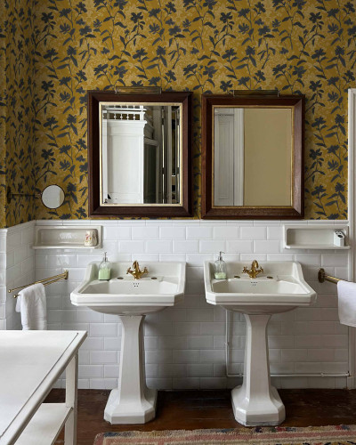 Blooming Damask, Gri, decor floral elegant, lavabil