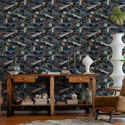 Hidden Fruits, Blue, TresTintas -  cu design geometric unic