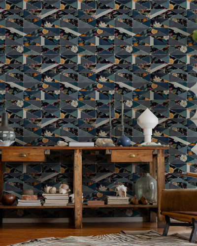Hidden Fruits, Blue, TresTintas -  cu design geometric unic
