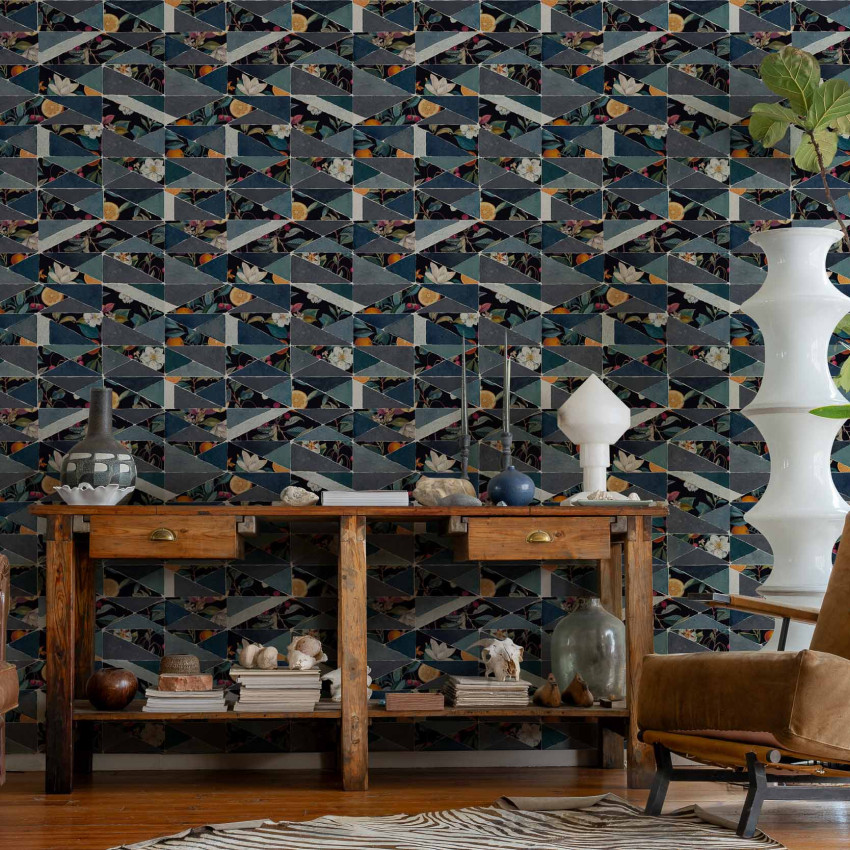 Hidden Fruits, Blue, TresTintas -  cu design geometric unic