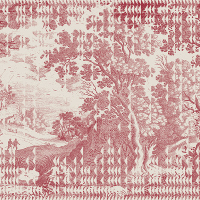 Tapet cu design elegant Patch Landscape, Red, perfect pentru a crea o atmosfera calda si primitoare in orice camera.