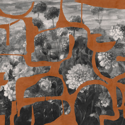 Tapet Prehistoric Flowers, Tobacco, TresTintas - design modern cu detalii florale