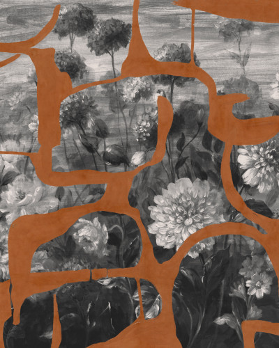 Tapet Prehistoric Flowers, Tobacco, TresTintas - design modern cu detalii florale