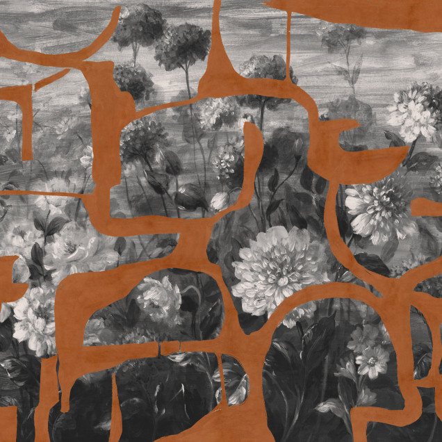 Tapet Prehistoric Flowers, Tobacco, TresTintas - design modern cu detalii florale