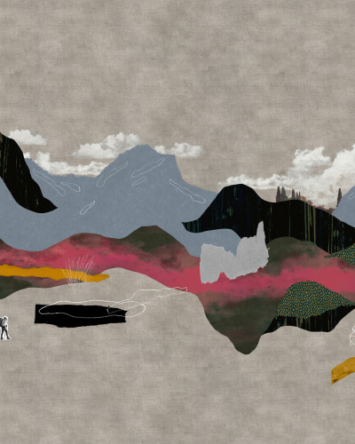 Tapet lavabil Landscape Collage, Grey