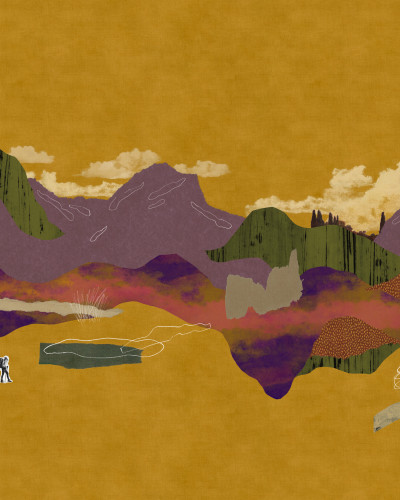 Tapet lavabil Landscape Collage, Ocher. Design abstract, culori calde, inspirat din natura.
