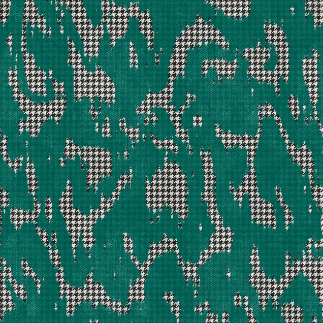 Tapet lavabil Moire Screen, verde, cu design abstract elegant. In imagine se vede un living decorat cu tapetul.