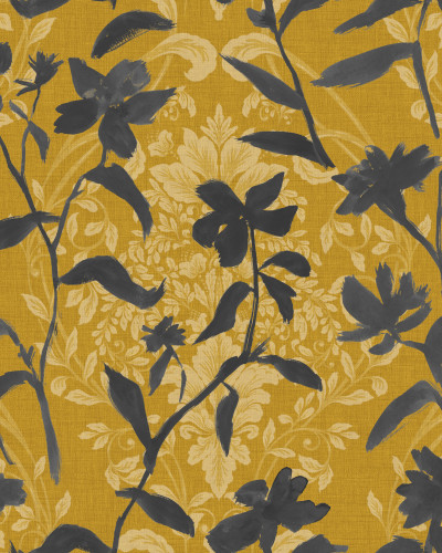 Blooming Damask, Gri, decor floral elegant, lavabil