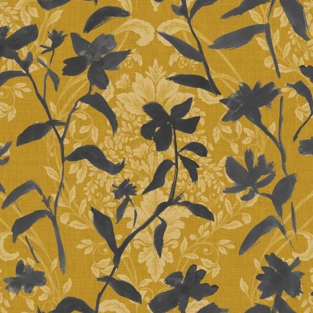 Blooming Damask, Gri, decor floral elegant, lavabil