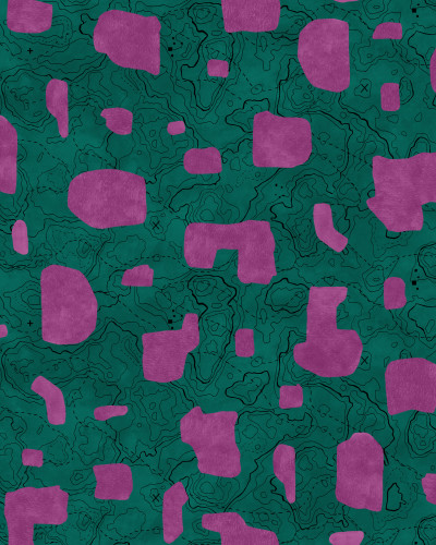 Lavabil Map Xylography fuchsia, cu model abstract pe perete