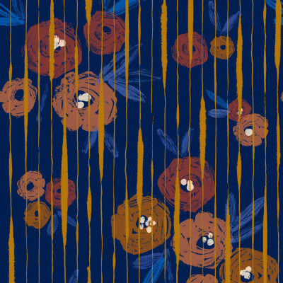 Broken Poppies, Blue, TresTintas 5mp / rola
