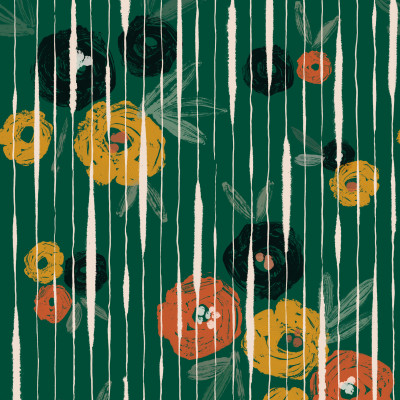 Broken Poppies, Green, TresTintas 5mp / rola