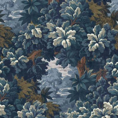 Tapet Verdure 16TH, un design elegant inspirat din natură, cu nuanțe de albastru, verde și maro.