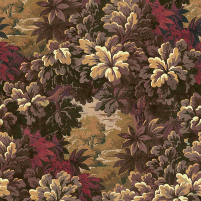 Tapet Verdure 16TH, Vermillion cu frunze de culoare maro și roșu.