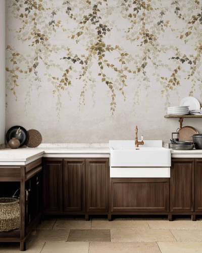 Tapet cu design modern si elegant Vine Shadow, curry, Coordonne