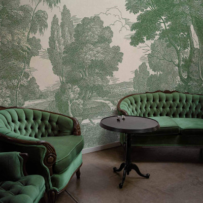 Tapet lavabil cu design elegant, Engraving, Green, Coordonne