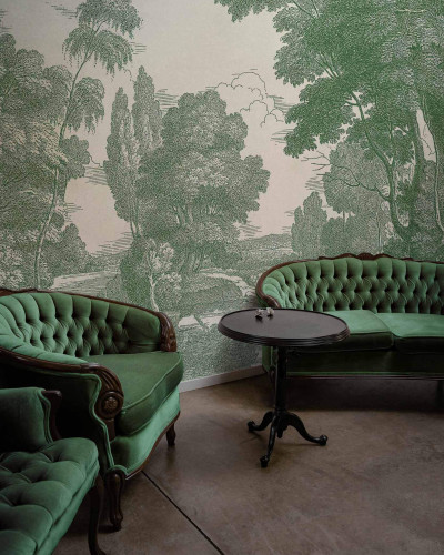 Tapet lavabil cu design elegant, Engraving, Green, Coordonne