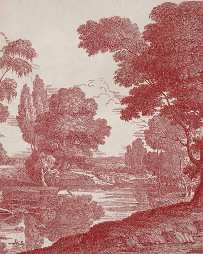 Tapet lavabil Engraving, Red, Coordonne
