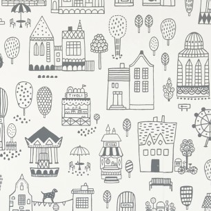 Tapet Small Town, Soft Black, Majvillan