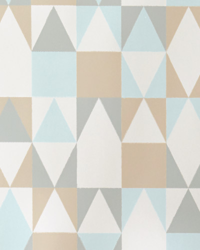 Tapet geometric cu triunghiuri in nuante de bleumarin, bej si gri