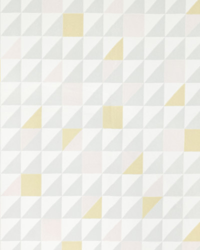 Tapet geometric cu triunghiuri in roz si galben deschis