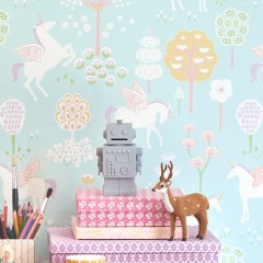 Tapet True Unicorns, Turquoise, Majvillan