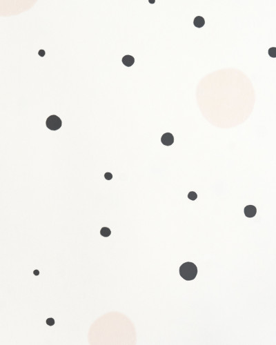 Tapet decorativ modern cu puncte negre și roz pastelate - Confetti Soft Black