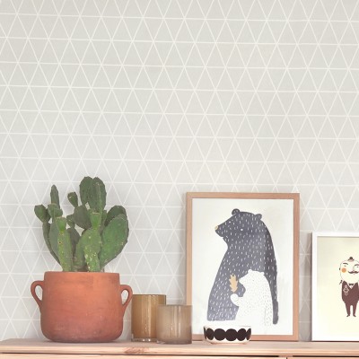 Tapet modern gri cu triunghiuri delicate