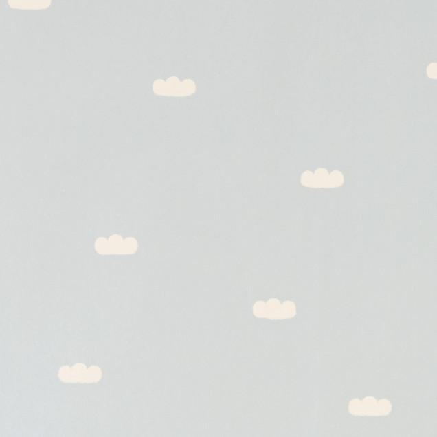 Tapet cu design de nori albi pe fundal albastru pastel