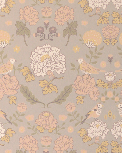 Tapet cu model floral delicat, June, Mindful Grey, Majvillan
