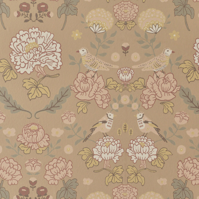 Tapet floral, June, Honey Beige, cu un design delicat și elegant