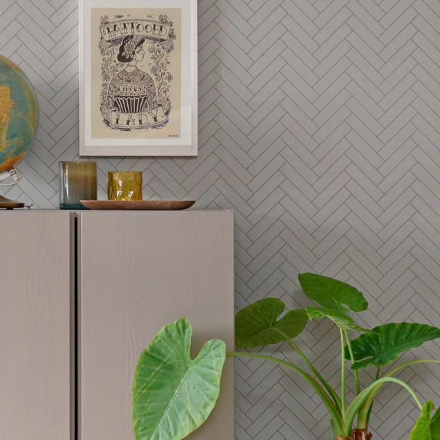 Tapet cu model herringbone in nuante de gri si albastru