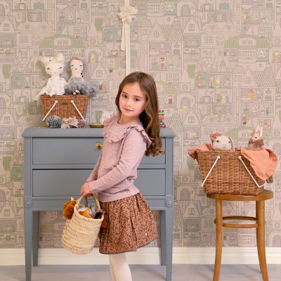 Tapet cu case mici, Dollhouse Soft Lilac