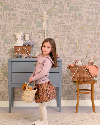 Tapet cu case mici, Dollhouse Soft Lilac