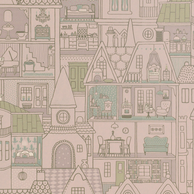 Tapet cu case mici, Dollhouse Soft Lilac